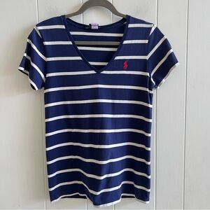 Polo by Ralph Lauren Navy and White Striped Short Sleeve Tee